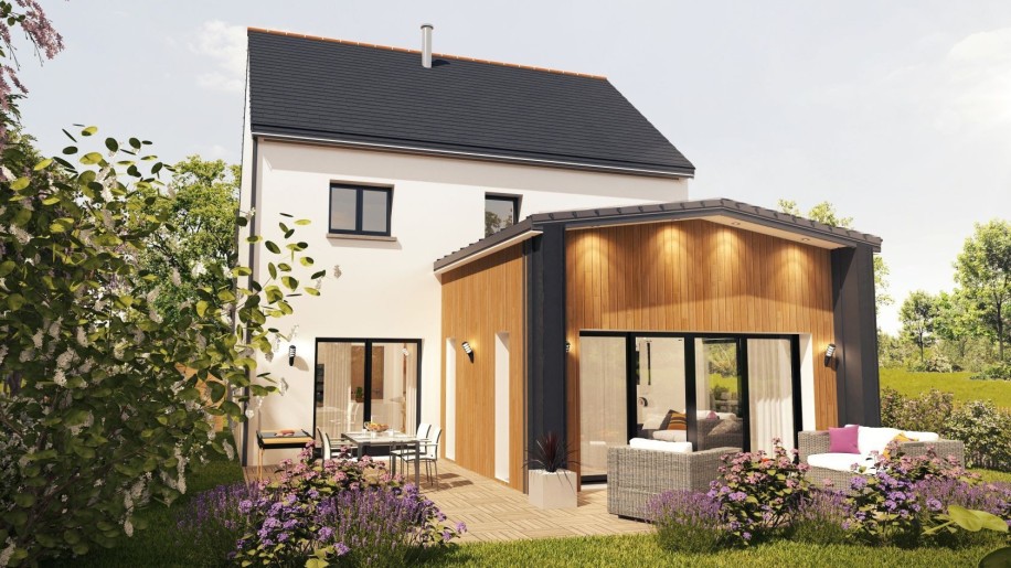 Terrain + Maison neuve de 141&nbsp;m² à La Chapelle-des-Fougeretz